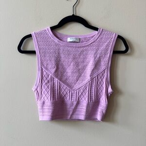 Babaton Purple Ribbed Sleeveless Crop Tank Top